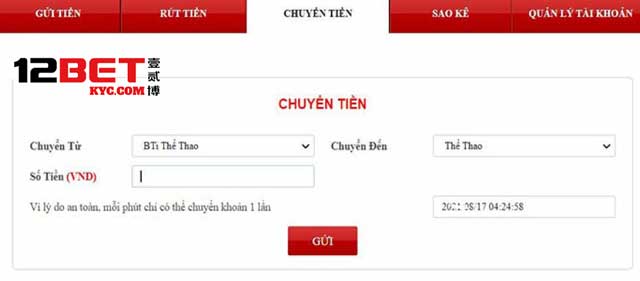 Thực hiện chuyển quỹ sang tài khoản chính